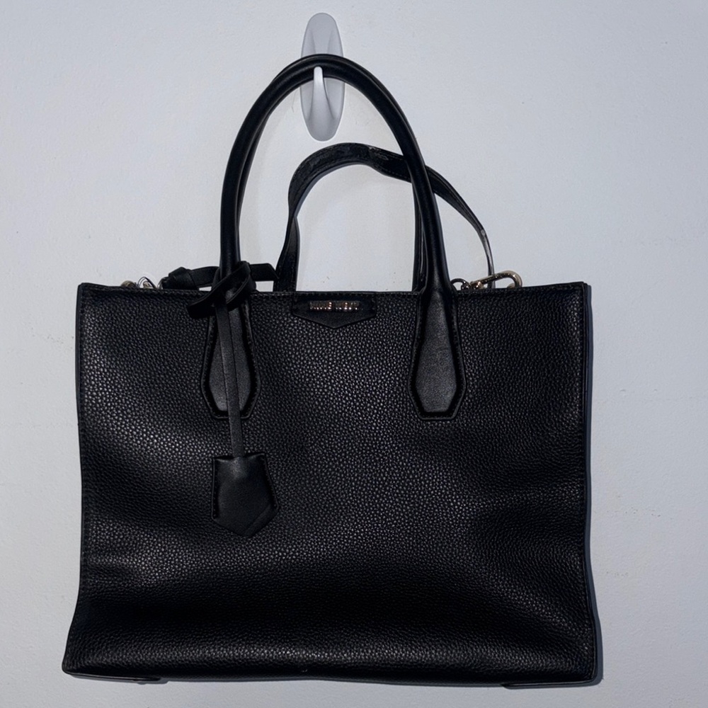 Nine West Black Matte Leather Tote